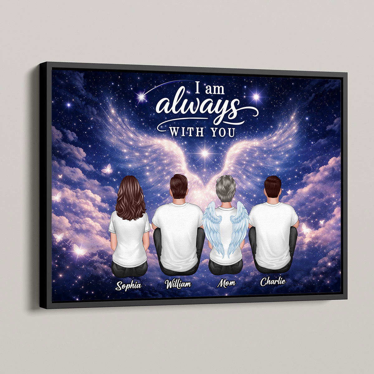 Starry Night Angel Wings Family Memorial Always With You - Personalized Poster - Gift For Memorial, Sympathy Gift, Remembrance Gift