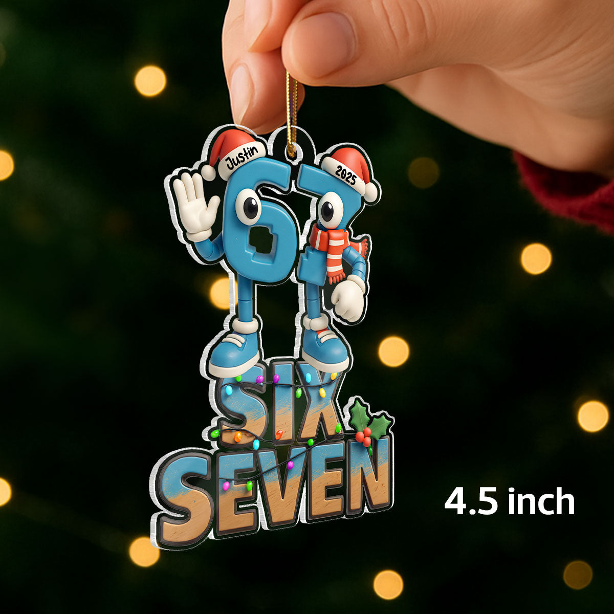 Custom Name Viral Trend Six Seven - Personalized Acrylic Ornament - Chistmas Gift for Kid, Grandkids