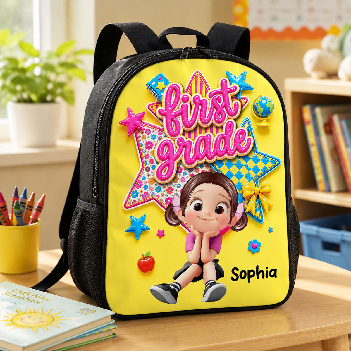 Cute Little Girl Custom Grade - Personalized Backpack - Back To School Gift For Kids, Daughters, Granddaughters, Kid Girl