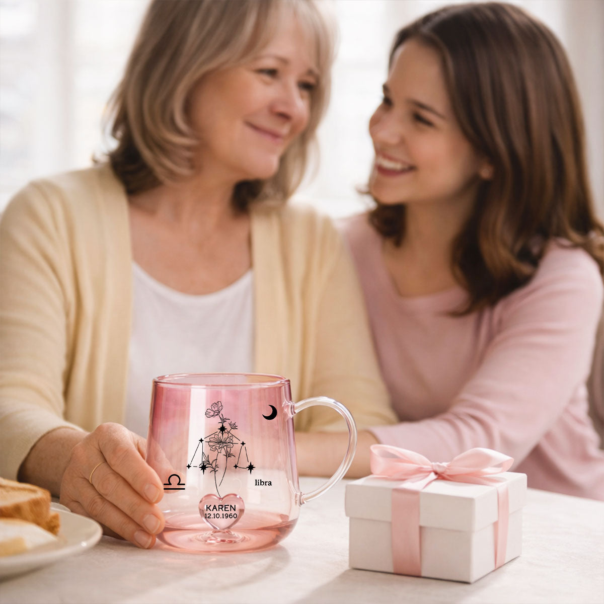 Custom Zodiac Birth Flower - Personalized Glass Mug - Sentimental Birthday Gift for Her