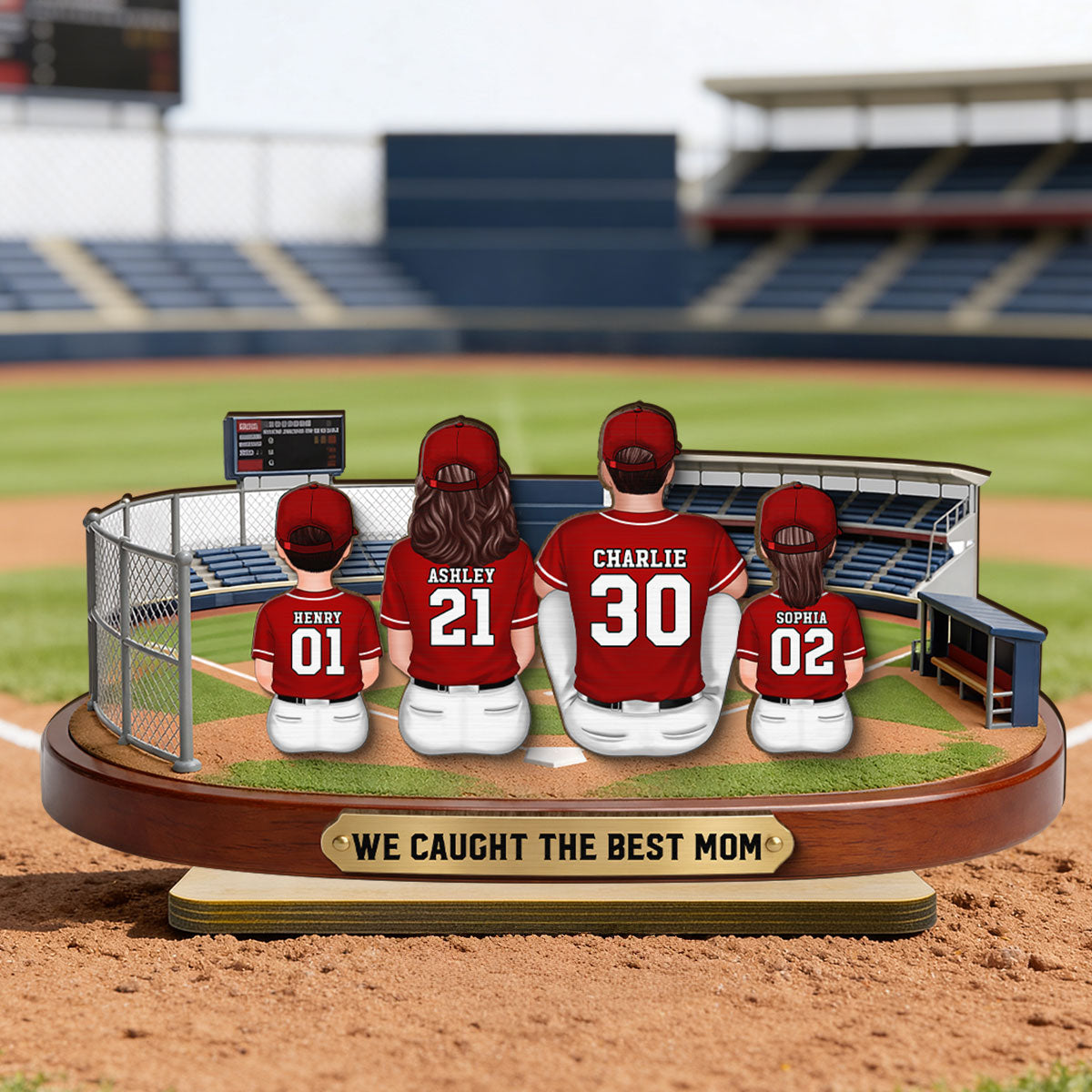 Baseball Family Daddy's Mommy's Dream Team - Personalized 2-Layered Wooden Plaque -  Gift For Baseball Dad, Mom