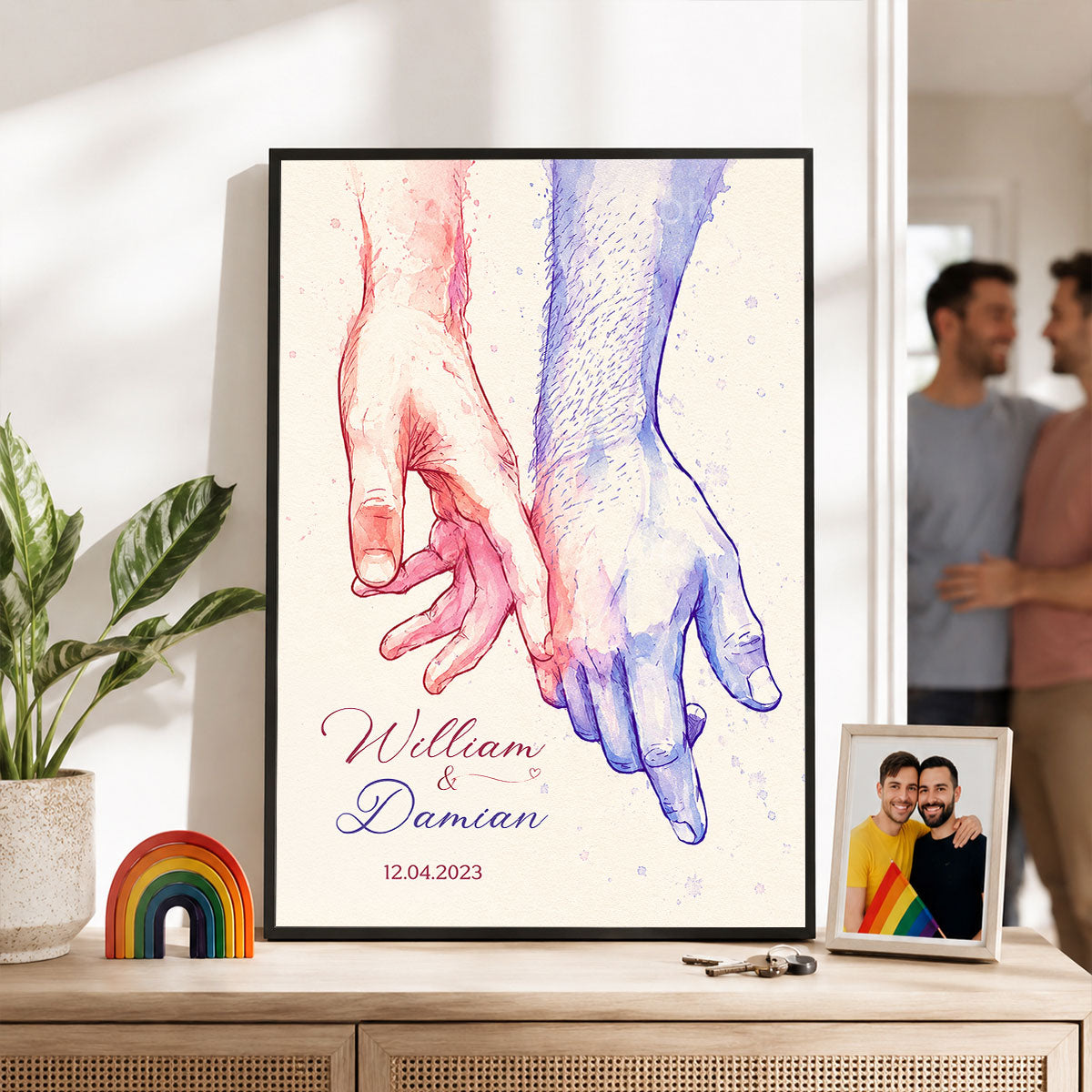 Couple Hands Wall Art - Personalized Poster - Wedding Anniversary Gift for Him, Gift for Her