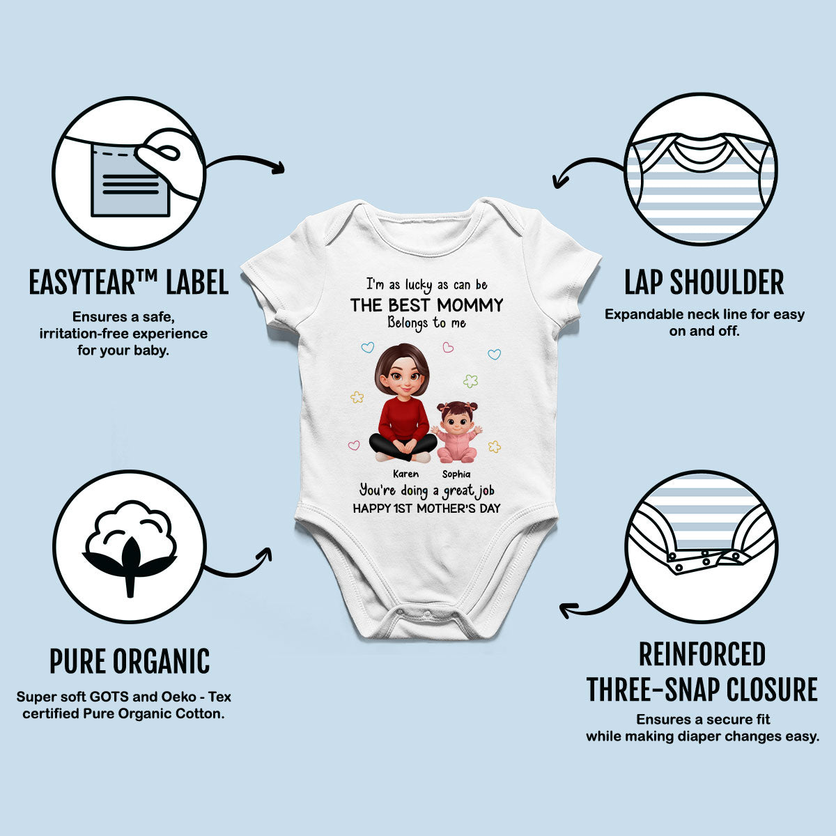 I Am Lucky As Can Be The Best Mommy - Personalized Baby Onesie - First Mother's Day Baby Gift