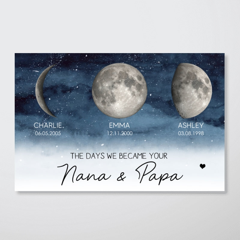 The Days You Became Our Grandparents Custom Moon Phase - Personalized Poster - Home Decor Gift For Grandparents