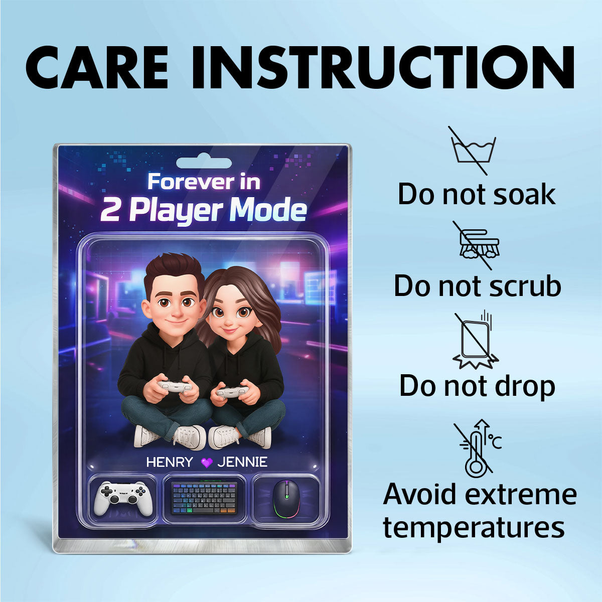 Forever In 2 Player Mode Gaming Couple - Personalized Acrylic Block Plaque - Heartfelt Valentine, Anniversary Gift For Gamers, For Him, For Her