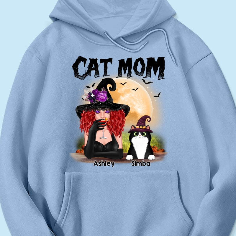 Halloween Witch Cat Mom Personalized Shirt
