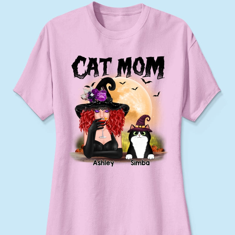 Halloween Witch Cat Mom Personalized Shirt