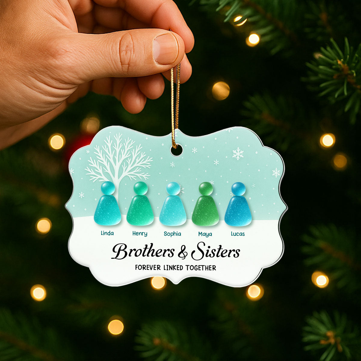The Greatest Gift Was Brothers Sisters - Personalized Acrylic Ornament - Christmas Gift for Siblings
