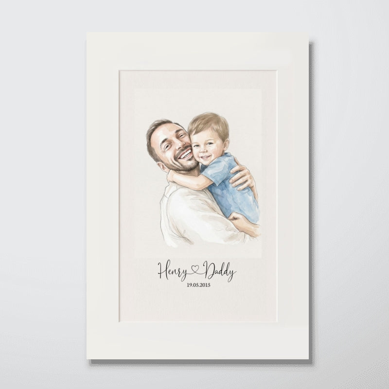 Custom Watercolor Portrait from Photo - Personalized Poster - Father's Day Gift for Dad, Husband