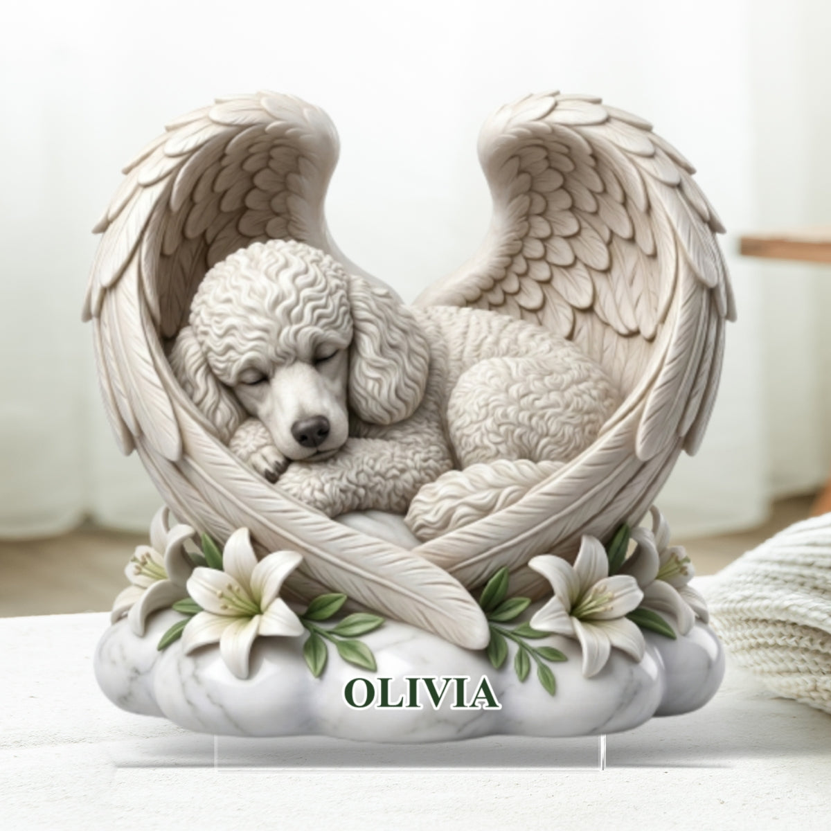 Custom Dog Cat Angel Wings - Personalized Acrylic Block Plaque - Heartfelt Pet Memorial Gift