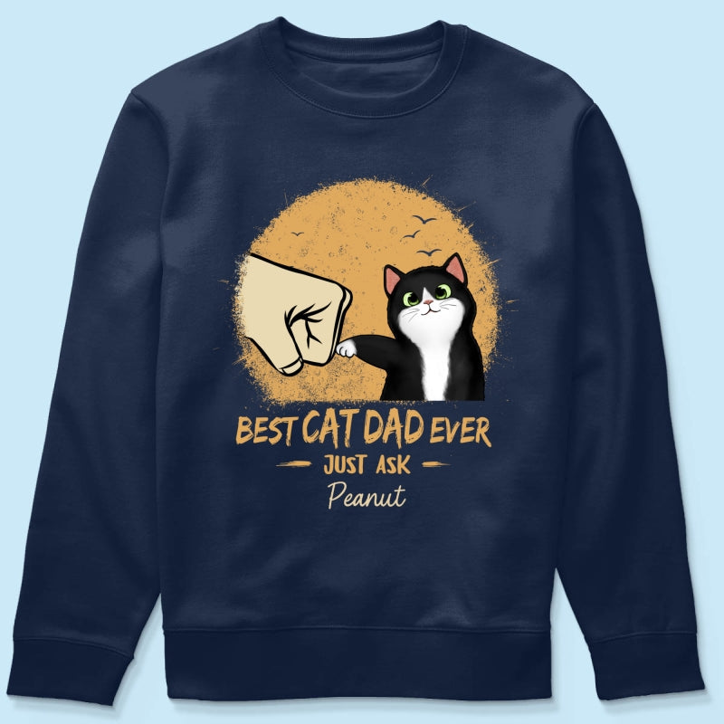 Best Cat Dad Ever Yellow Retro - Personalized Shirt - Father's Day Gift for Cat Dads, Husband