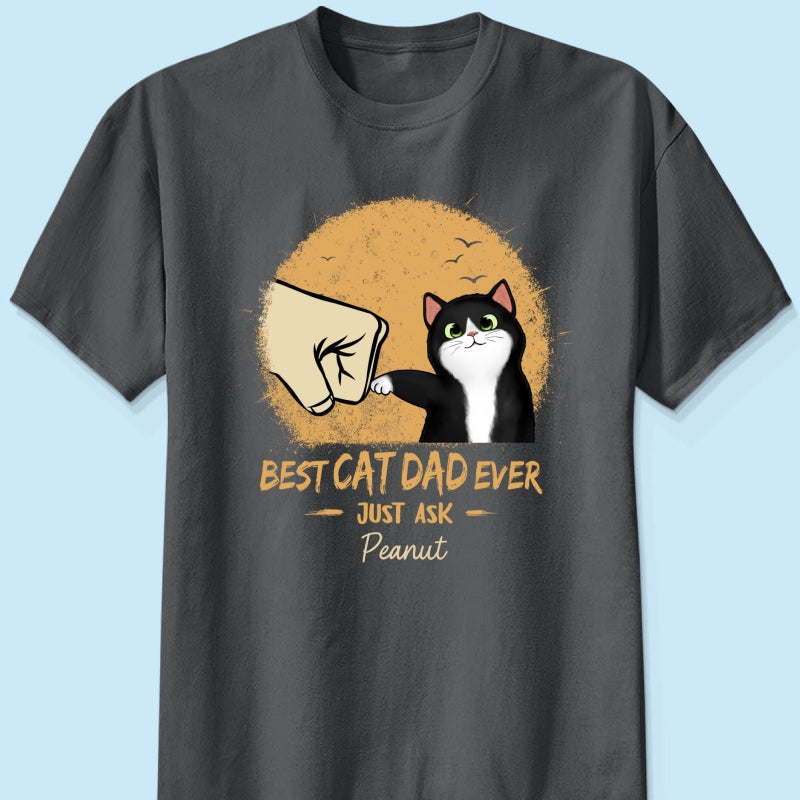 Best Cat Dad Ever Yellow Retro - Personalized Shirt - Father's Day Gift for Cat Dads, Husband