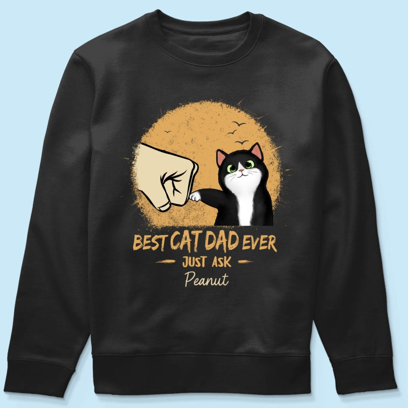 Best Cat Dad Ever Yellow Retro - Personalized Shirt - Father's Day Gift for Cat Dads, Husband