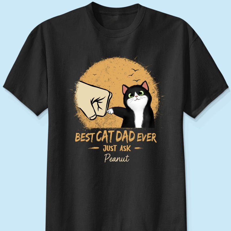 Best Cat Dad Ever Yellow Retro - Personalized Shirt - Father's Day Gift for Cat Dads, Husband