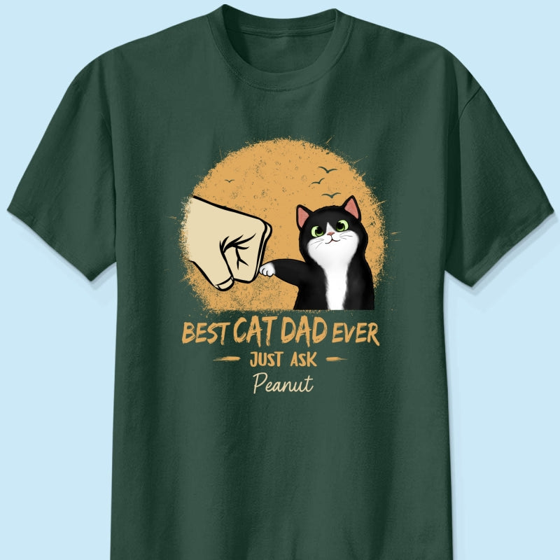 Best Cat Dad Ever Yellow Retro - Personalized Shirt - Father's Day Gift for Cat Dads, Husband