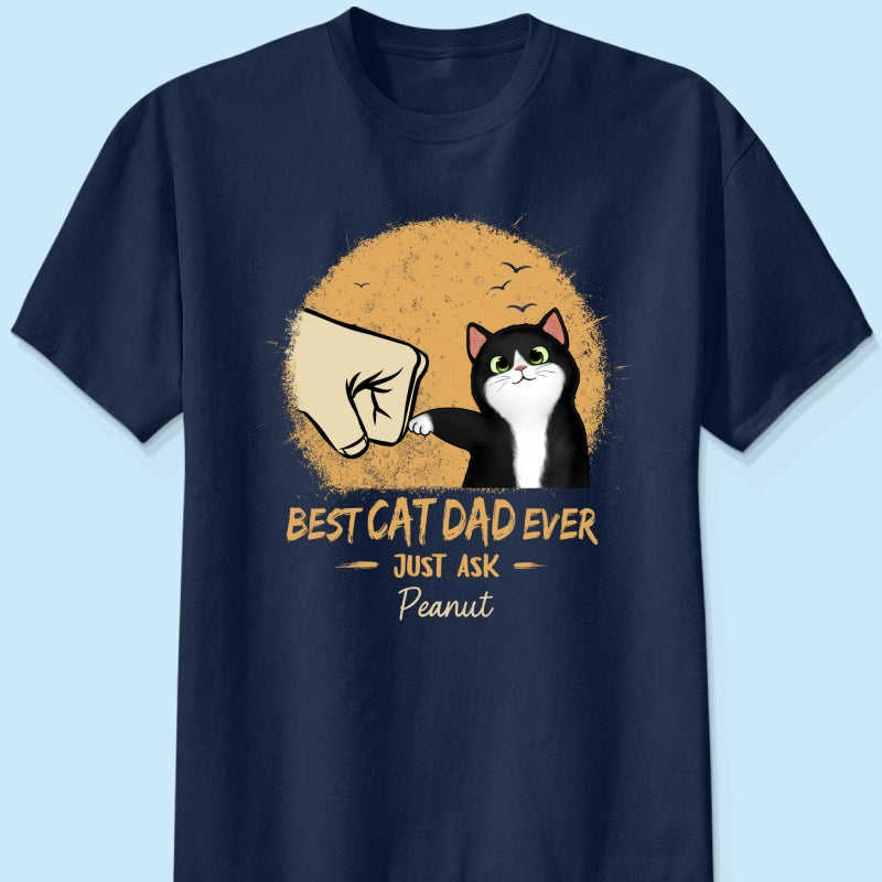 Best Cat Dad Ever Yellow Retro - Personalized Shirt - Father's Day Gift for Cat Dads, Husband