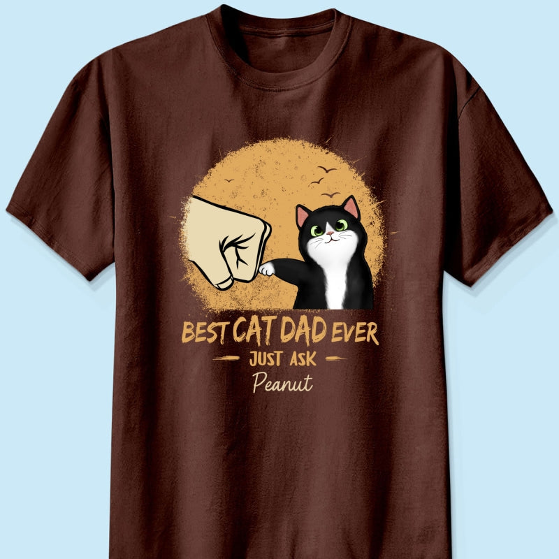 Best Cat Dad Ever Yellow Retro - Personalized Shirt - Father's Day Gift for Cat Dads, Husband