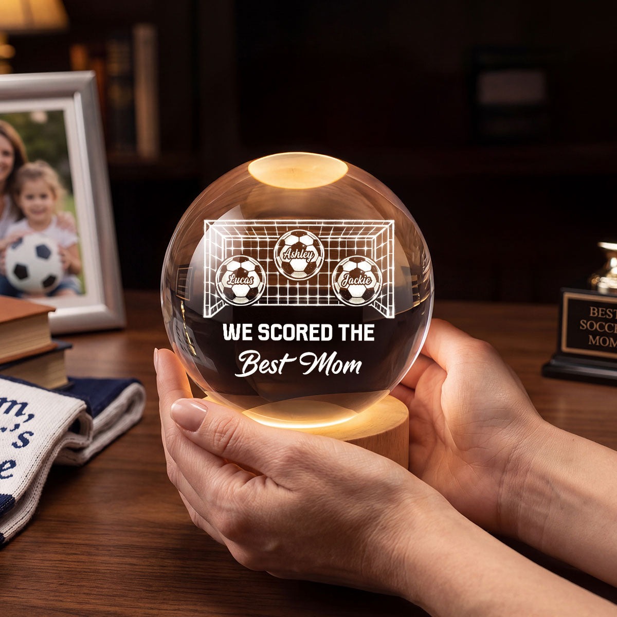 We Scored The Best Mom Soccer Mom - Personalized Crystal Ball - Mother's Day Gift For Soccer Mom, Gift For Wife
