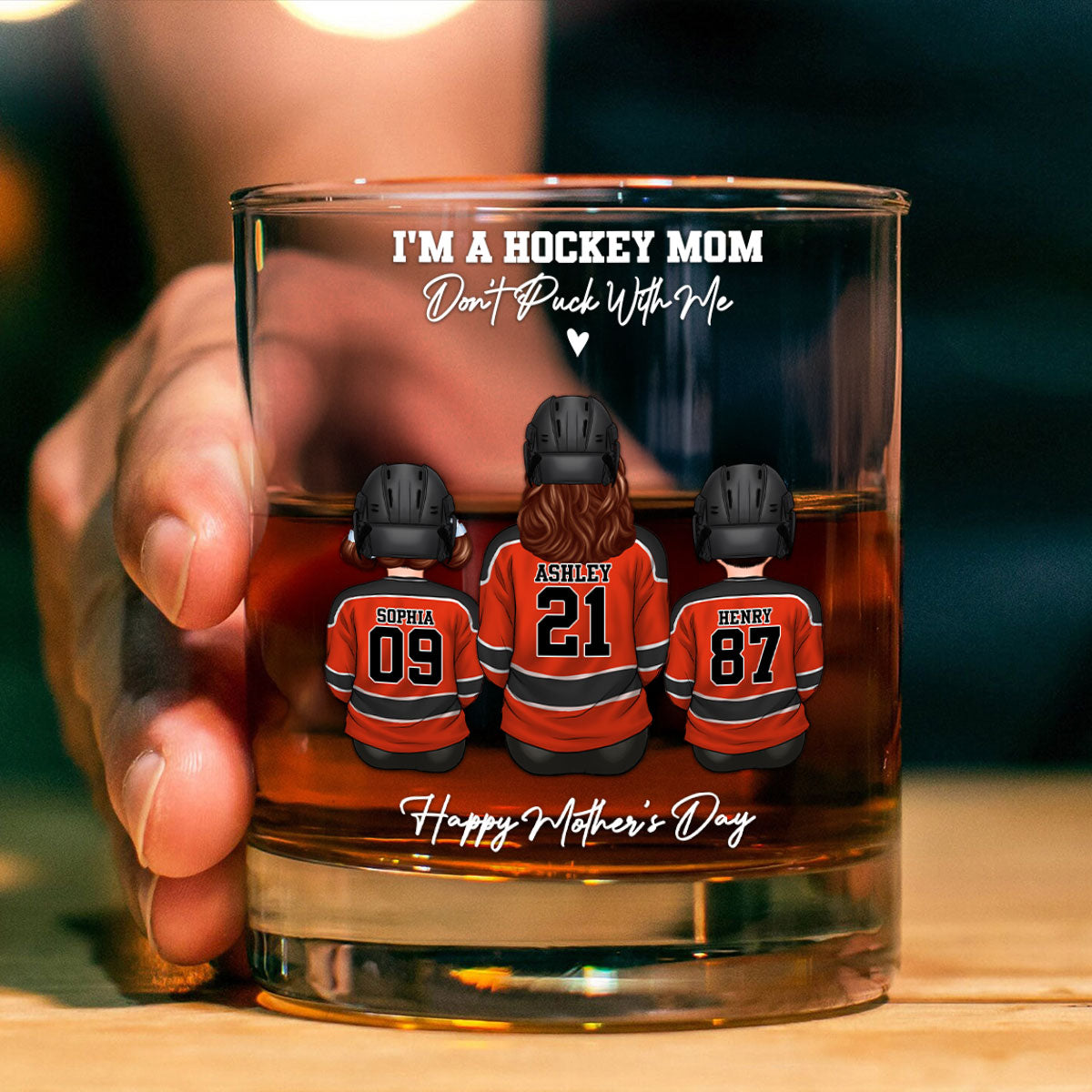 I'm A Hockey Mom Don't Puck With Me - Personalized Wine Glass - Gift For Hockey Mom, Gift For Wife