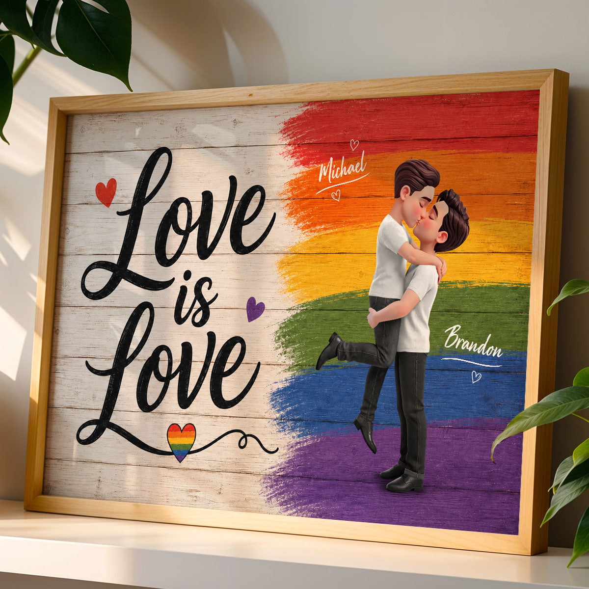 LGBT+ Couple Love Is Love - Personalized Poster - Gift For Couple, Happy Pride Month