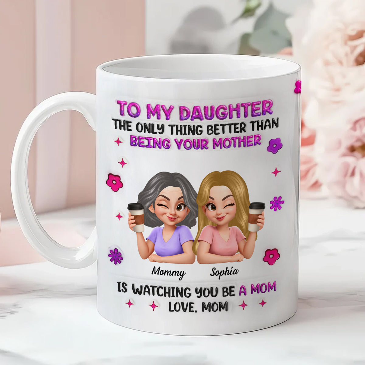 Watching You Be A Mom Mother Daughter - Personalized Mug - Heartfelt Mother's Day Gift for Daughter