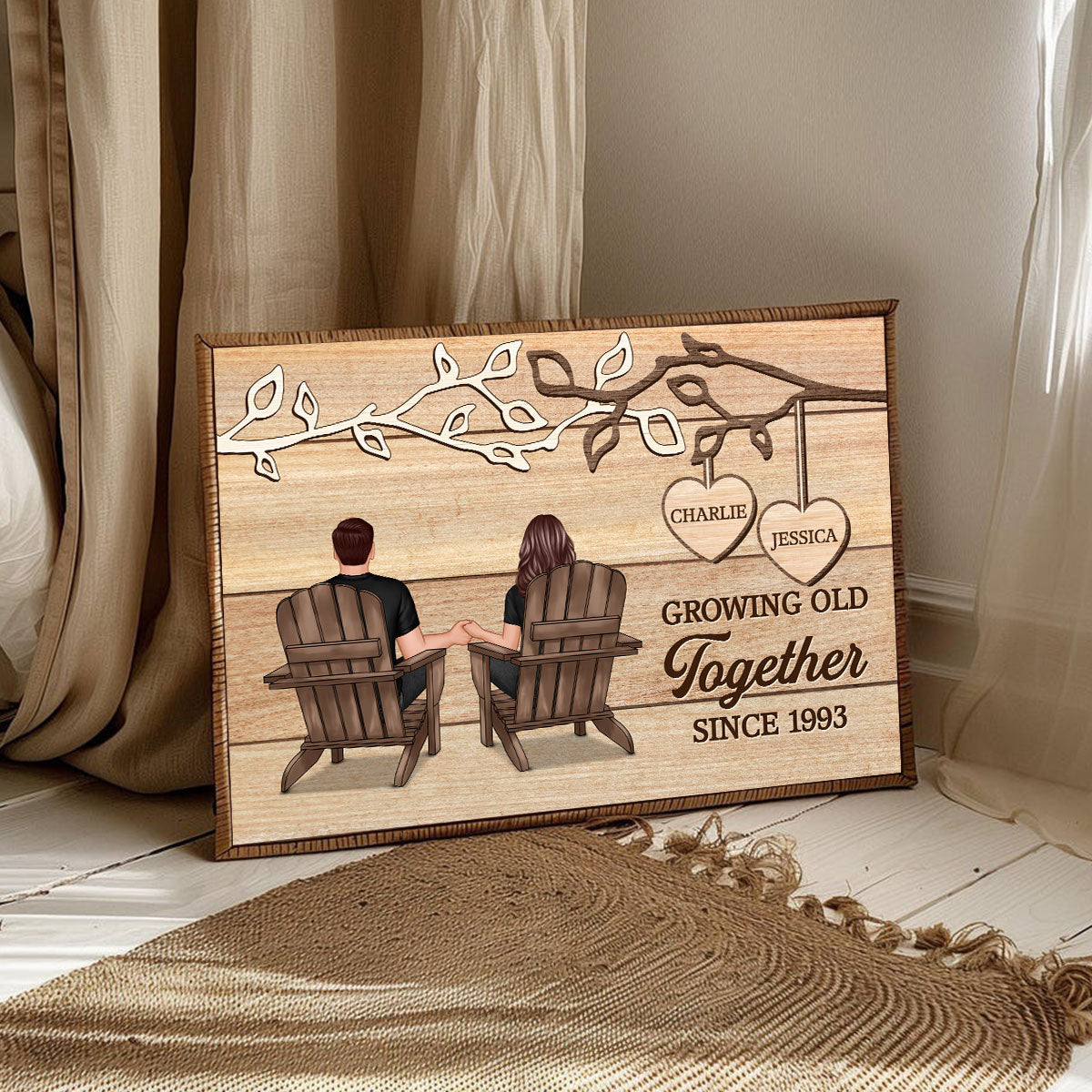 Rustic Vintage Tree Branch Couple Forever Together - Personalized Poster - Gift For Family