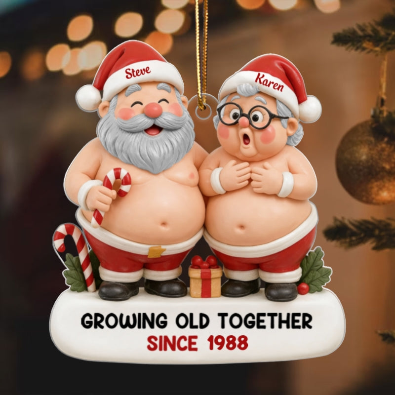 Custom Funny Old Santa Couple - Personalized Acrylic Ornament - Christmas Gift for him, for her