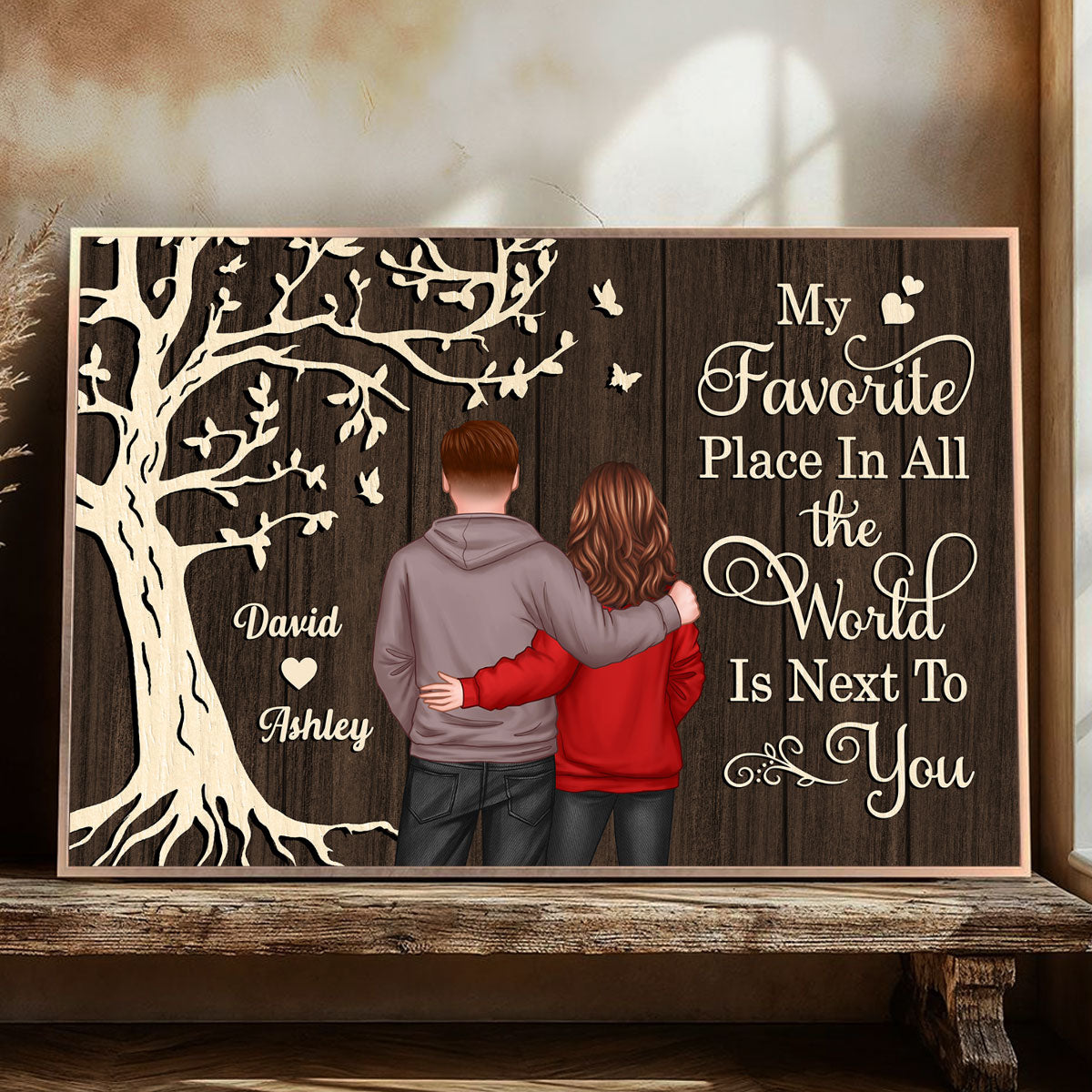 My Favorite Place in All the World Couple Tree - Personalized Poster - Gift for him, Gift for her