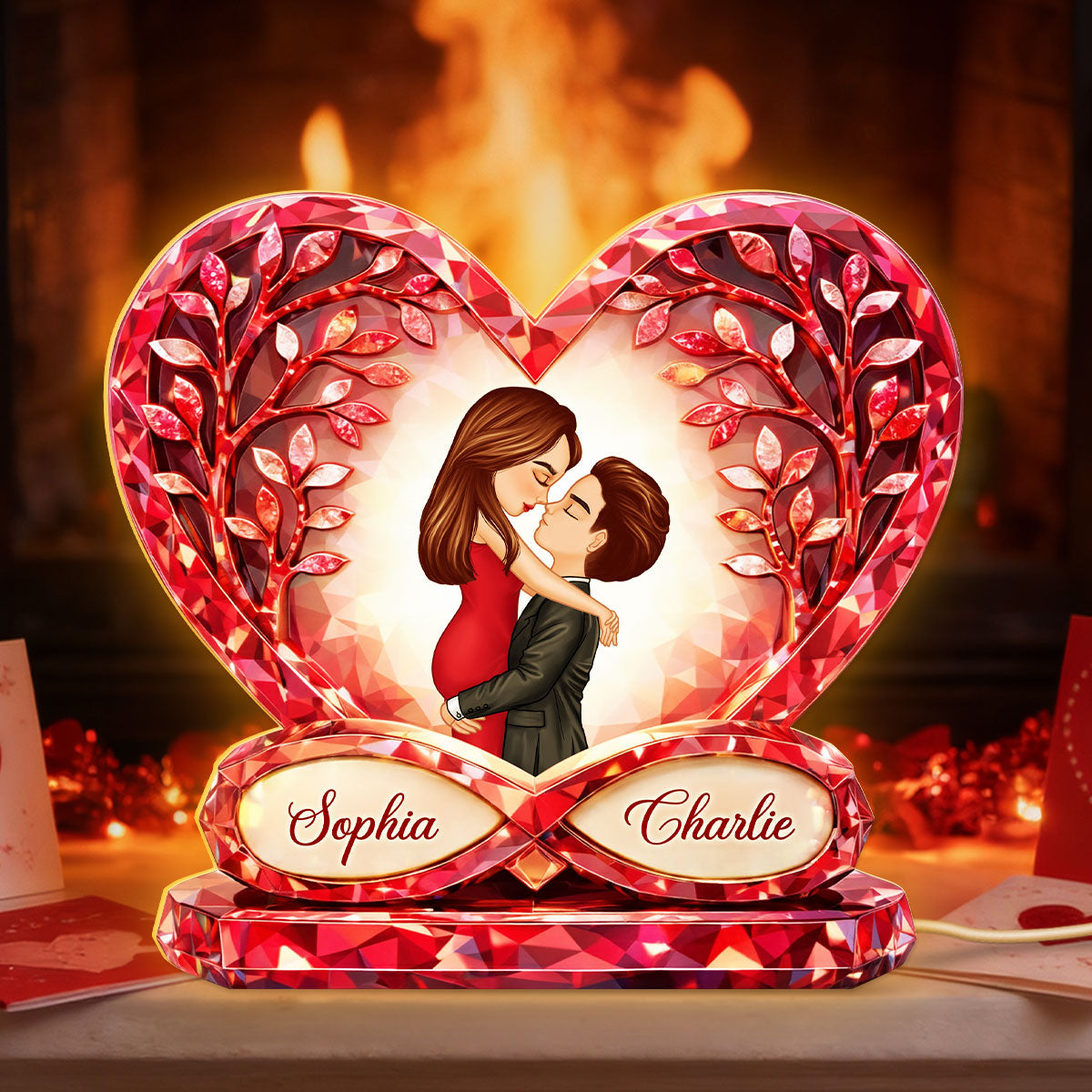 Romantic Couple Infinity Heart Love - Personalized Light Box - Anniversary, Valentine's Day Gift, Gift For Him, Gift For Her