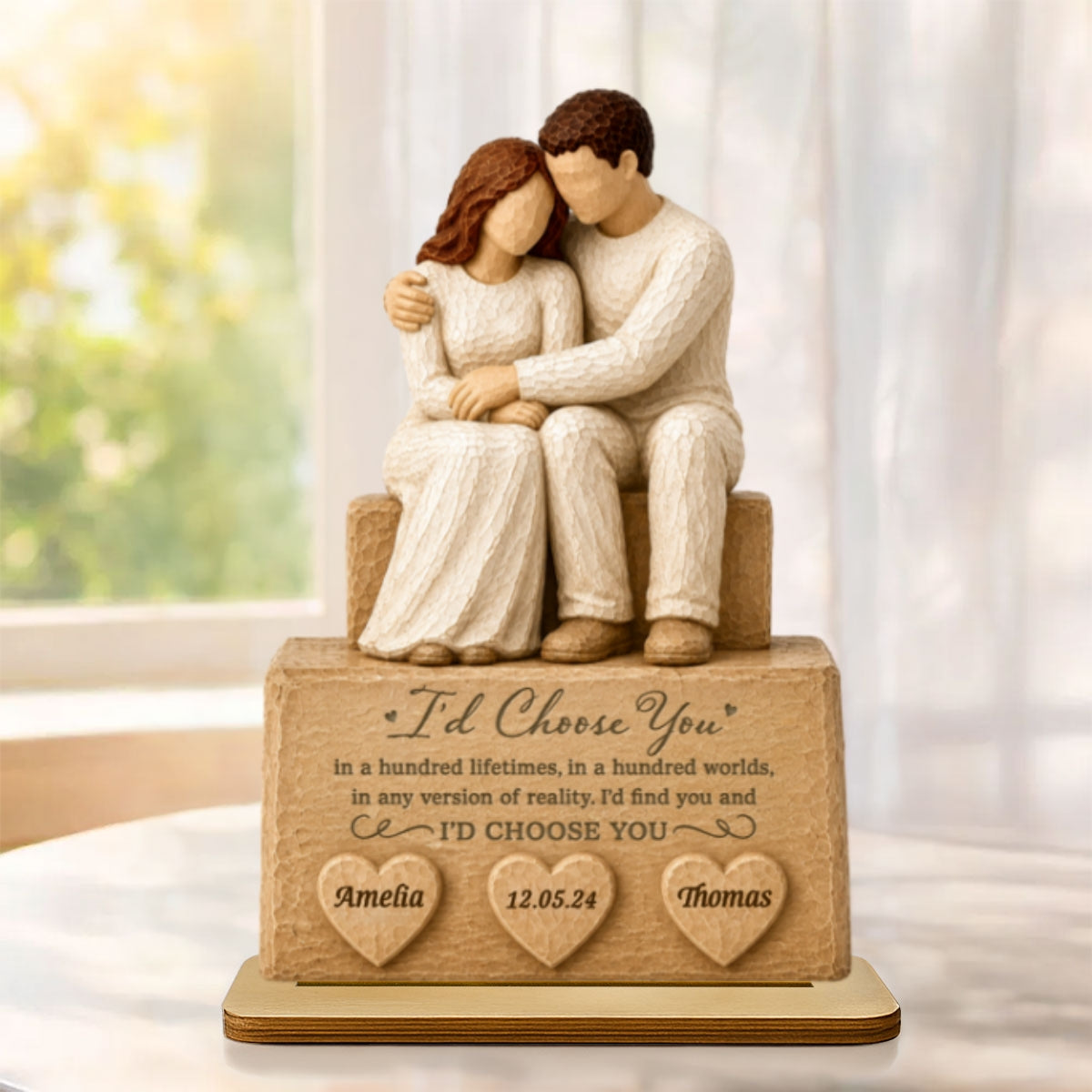 Forever Love Keepsake - Personalized 2-Layered Wooden Plaque - Anniversary Gift for Him, for Her
