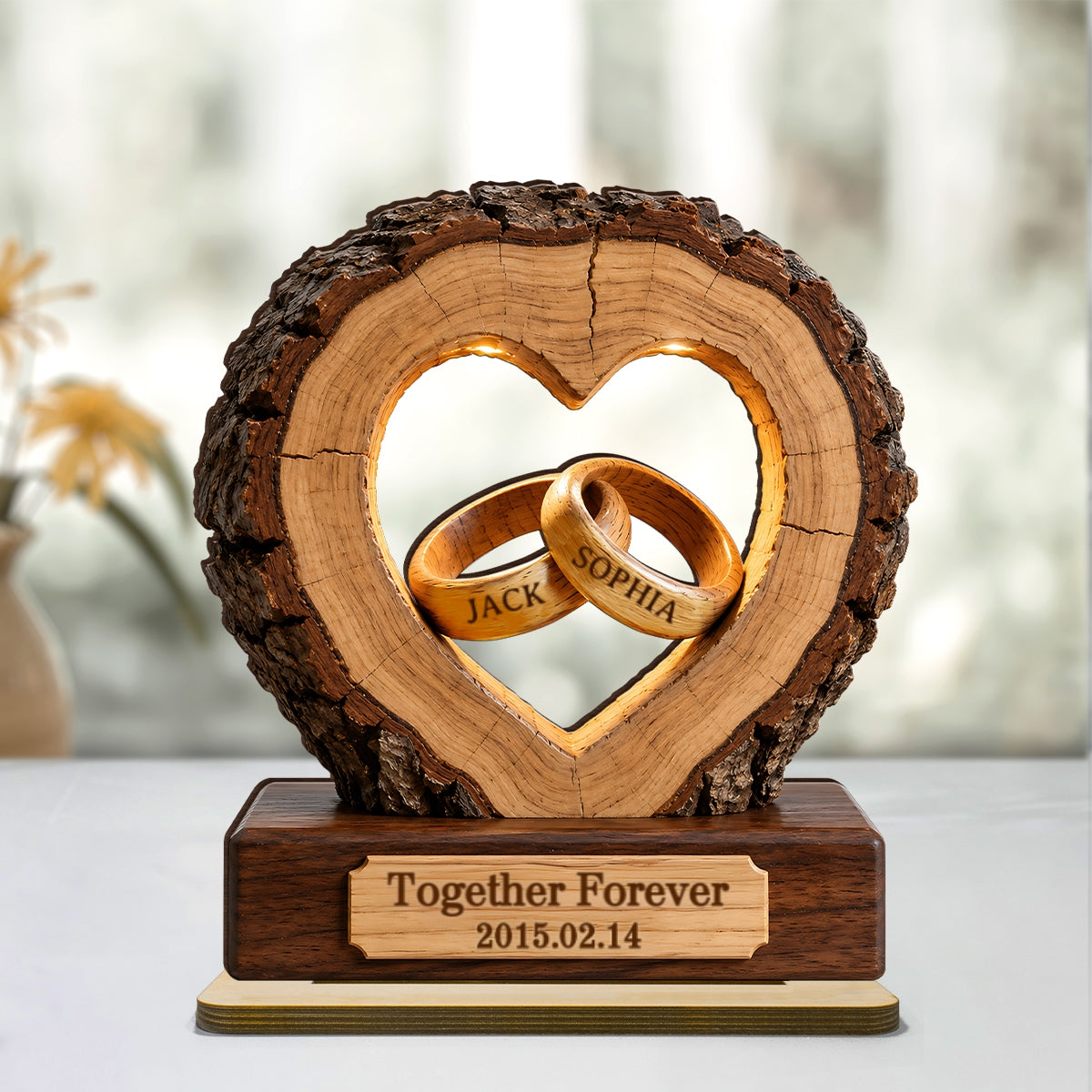Forever Love Keepsake - Personalized 2-Layered Wooden Plaque - Anniversary Gift for Him, for Her