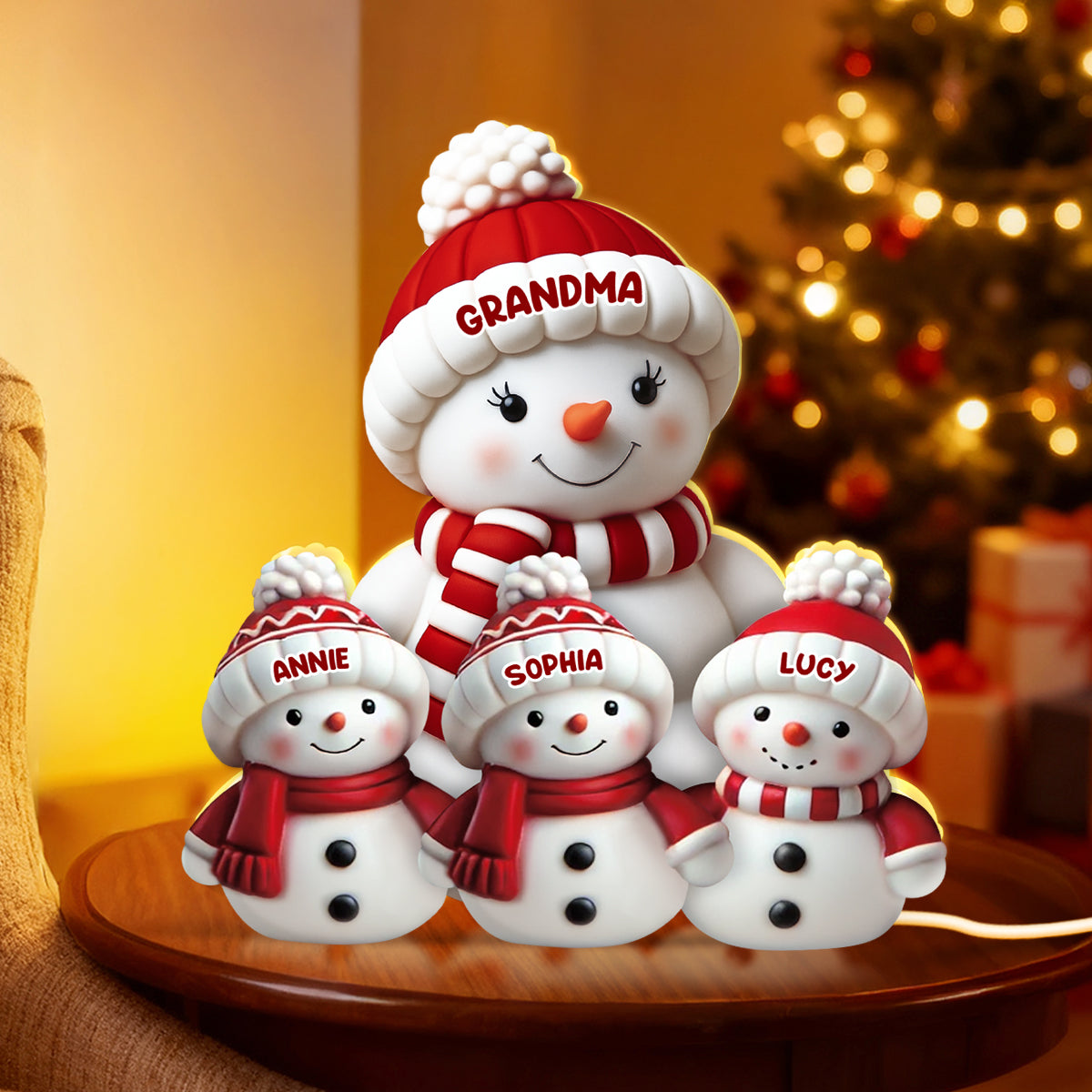 Cute Snowman 2D Flat Printed - Personalized Light Box - Christmas Decor For Family, Grandma, Grandpa