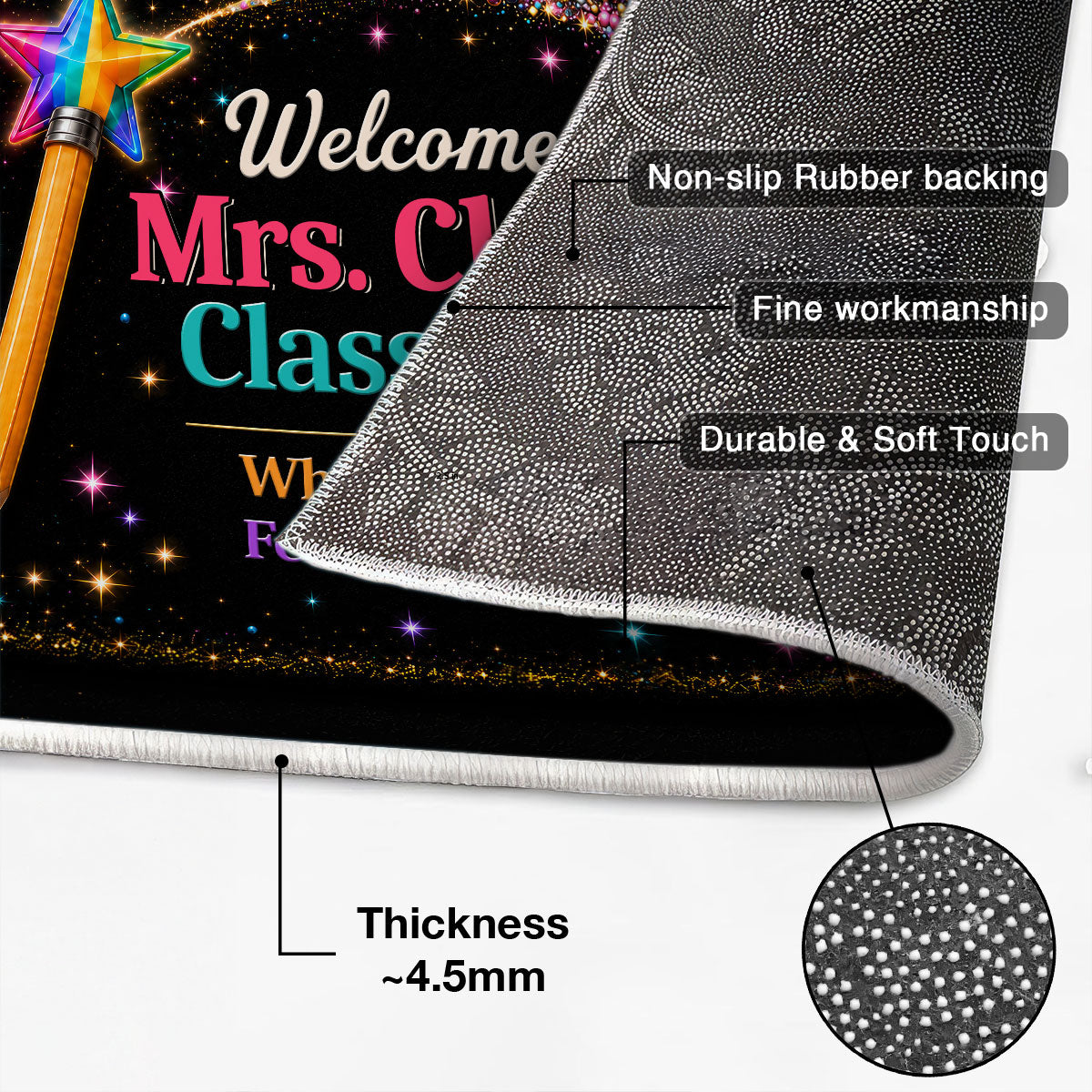 Teacher Classroom Where Learning Feels Like Magic - Personalized Doormat - Back To School Gift