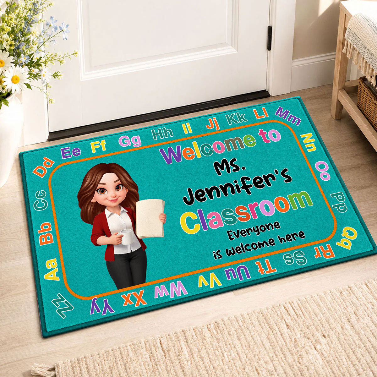 Everyone Is Welcome Here Back To School - Personalized Doormat - Back To School Gift For Teacher, Classroom Decor
