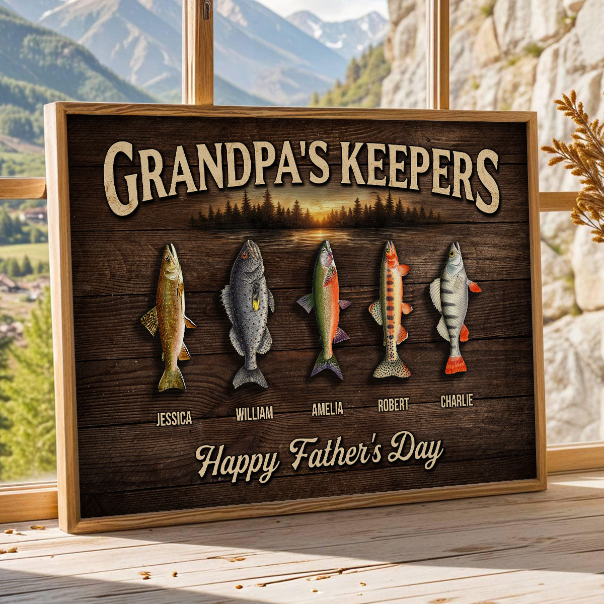 Fishing Grandpa's Keepers - Personalized Poster - Father's Day Gift For Grandpa, Dad