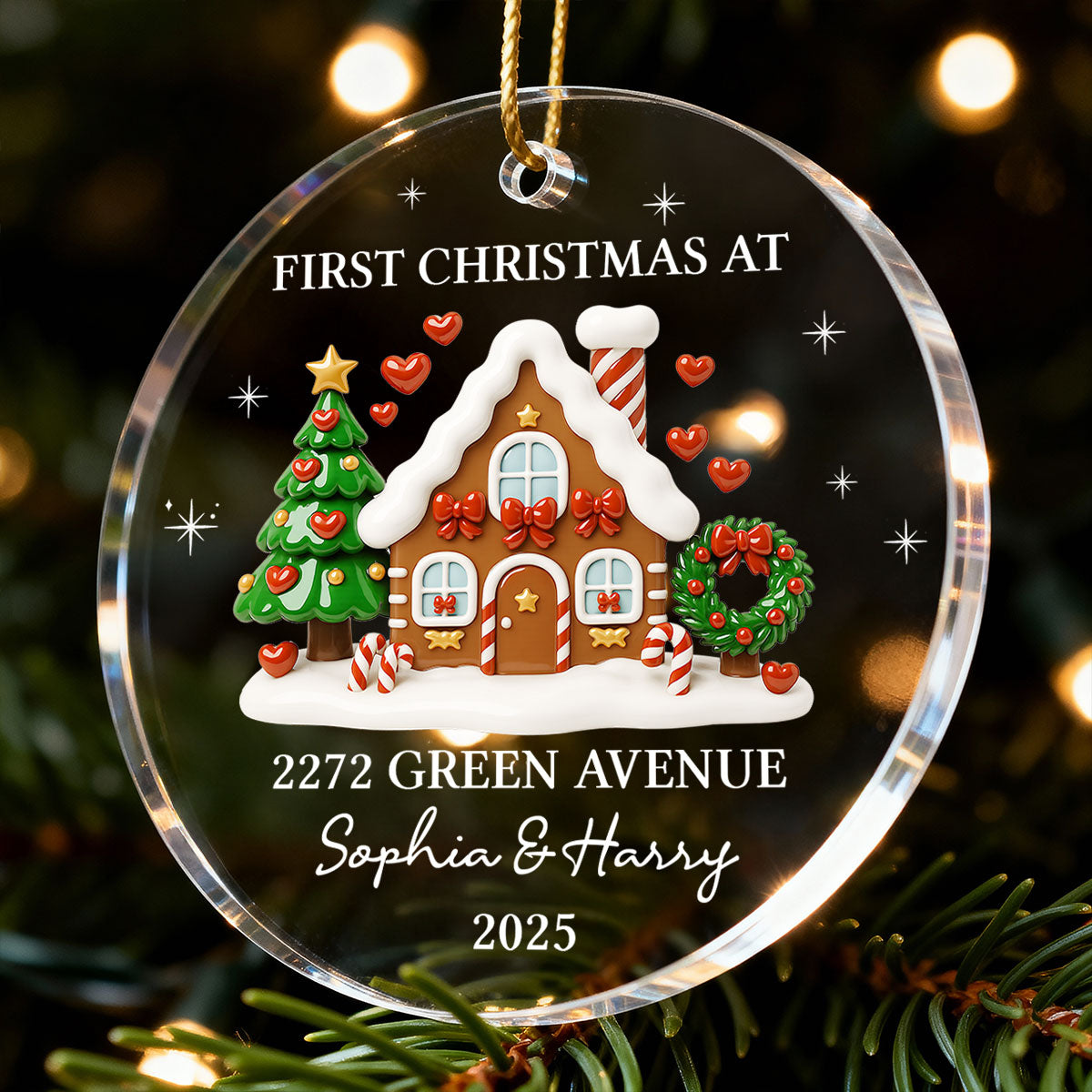First Christmas New Home 3D Effect Gingerbread House - Personalized Acrylic Ornament