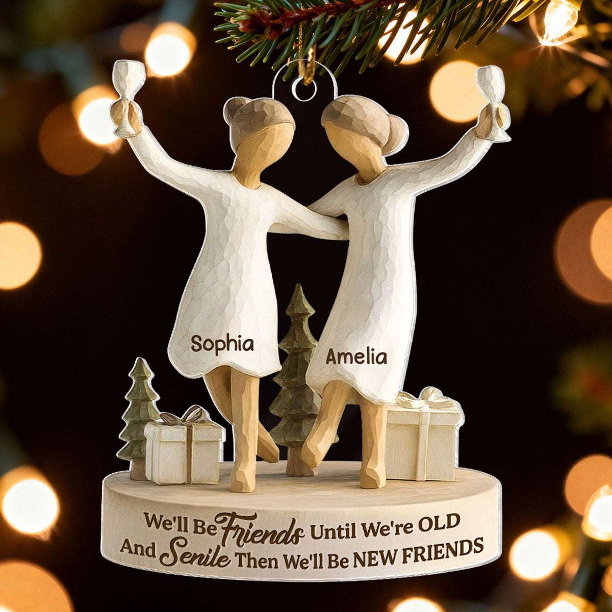 Friends Until Old and Senile - Personalized Acrylic Ornament - Christmas Gift for Best Friends