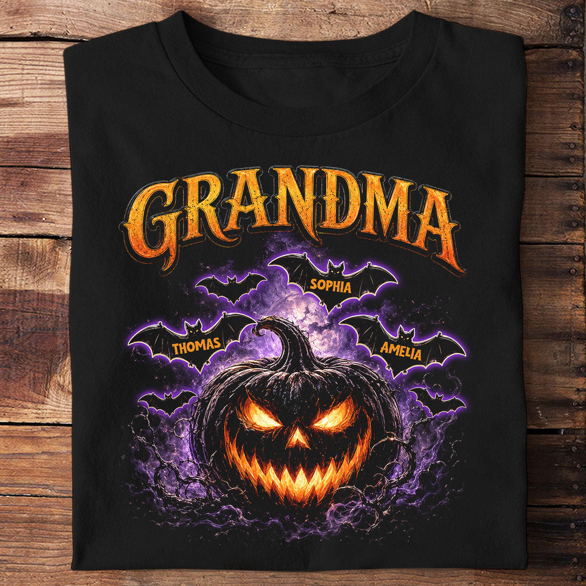 Jack O Lantern Pumpkin Grandma - Personalized Shirt - Trendy Halloween Tee for Grandma