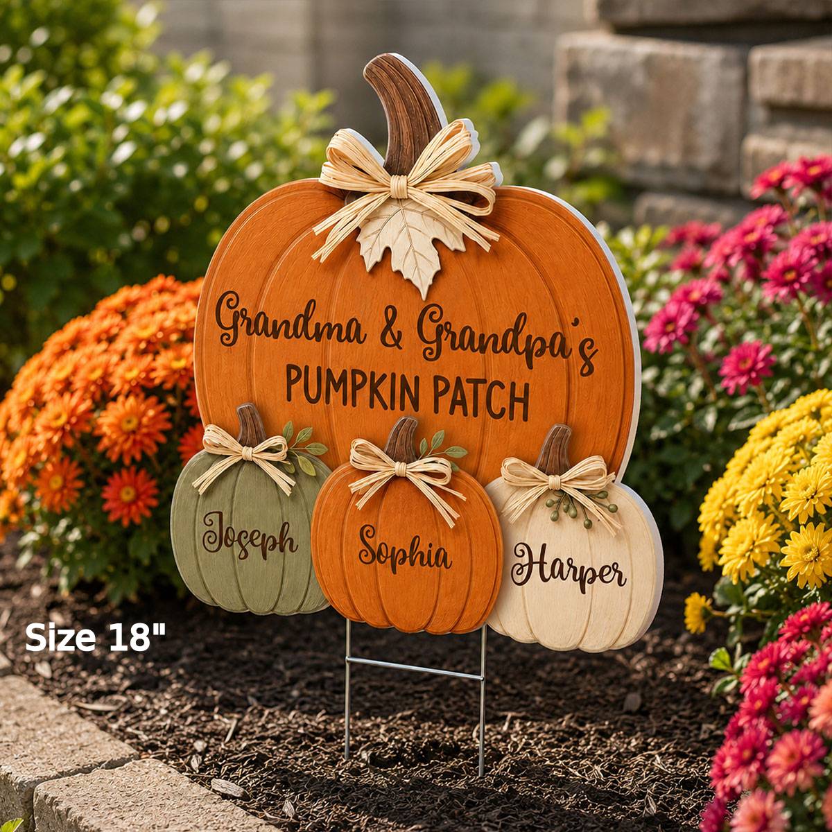 Cozy Rustic Fall Vibe Grandpa Grandma's Pumpkin Patch - Personalized Yard Sign - Fall Decor For Grandparents (Up to 20 Grandkids)