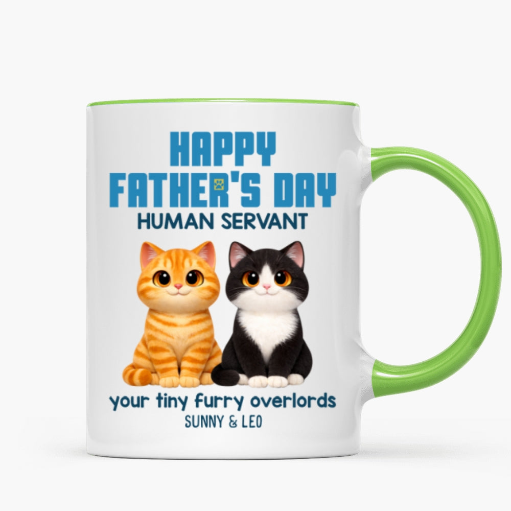 Cat Dad Cute Fluffy Cats Happy Father's Day Human Servant - Personalized Mug - Funny Father's Day Gift For Cat Dad, Cat Lovers