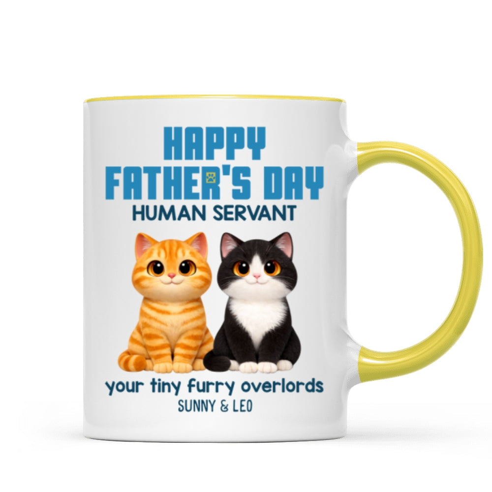 Cat Dad Cute Fluffy Cats Happy Father's Day Human Servant - Personalized Mug - Funny Father's Day Gift For Cat Dad, Cat Lovers