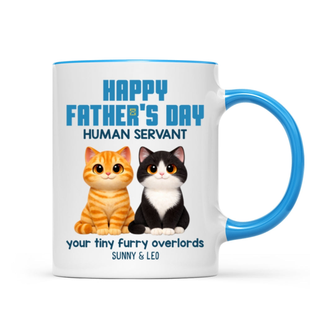Cat Dad Cute Fluffy Cats Happy Father's Day Human Servant - Personalized Mug - Funny Father's Day Gift For Cat Dad, Cat Lovers