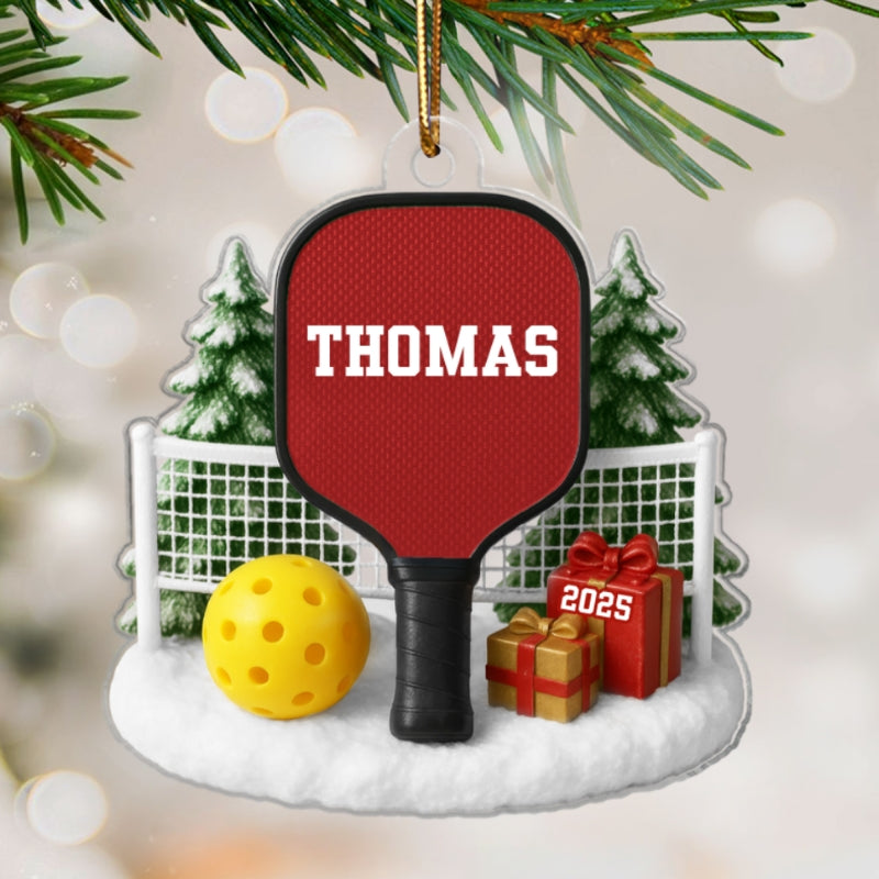 3D Effect Pickleball Things - Personalized Acrylic Ornament - Christmas Gift For Pickleball Players