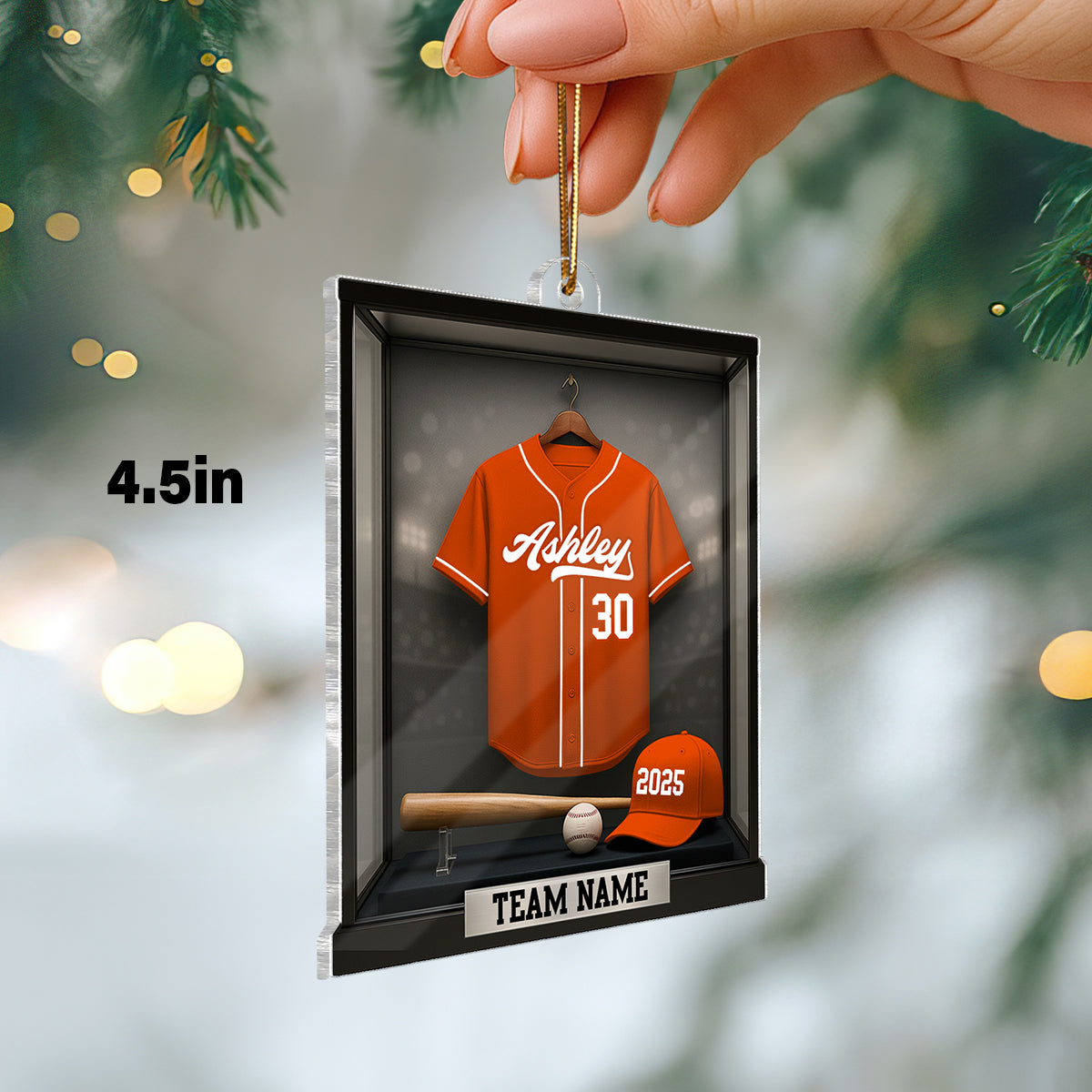 Baseball Memorabilia Display in Museum 3D Effect - Personalized Acrylic Ornament - Christmas Gift for Sons, Daughters, Grandkids