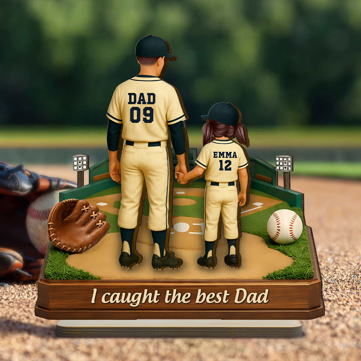 We Caught The Best Dad Baseball - Personalized 2-Layered Wooden Plaque - Heartfelt Gift For Dad, Grandpa