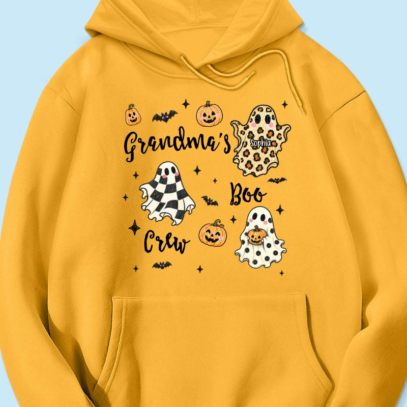 Grandma's Boo Crew Checkered Leopard Polka Dot Ghosts - Personalized Shirt - Perfect Halloween Costume for Grandma