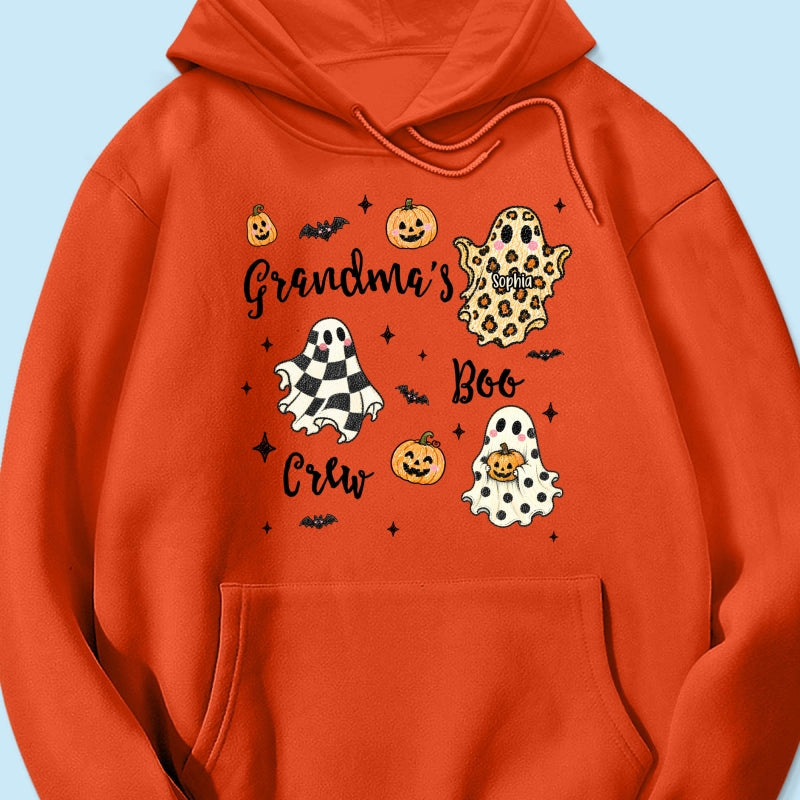 Grandma's Boo Crew Checkered Leopard Polka Dot Ghosts - Personalized Shirt - Perfect Halloween Costume for Grandma