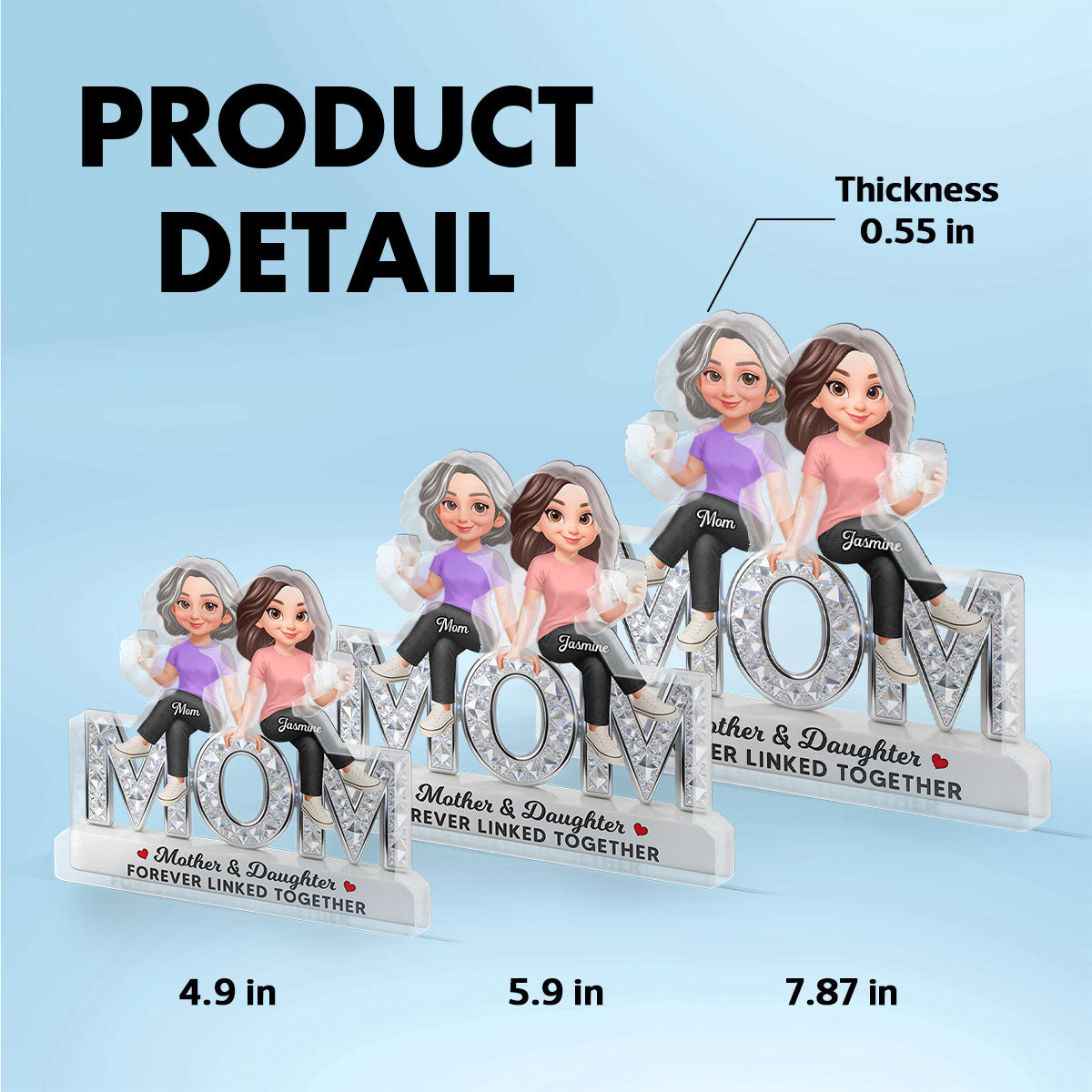 Beautiful Mom And Daughters Forever Love - Personalized Acrylic Block Plaque - Mother's Day Gift For Mom