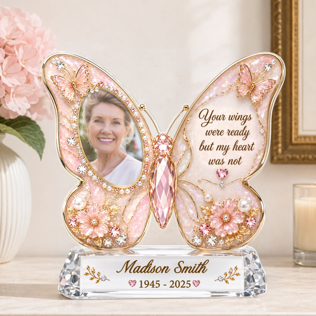Memorial Butterfly Custom Photo - Personalized Acrylic Block Plaque - Heartfelt Sympathy Gift for Loved Ones