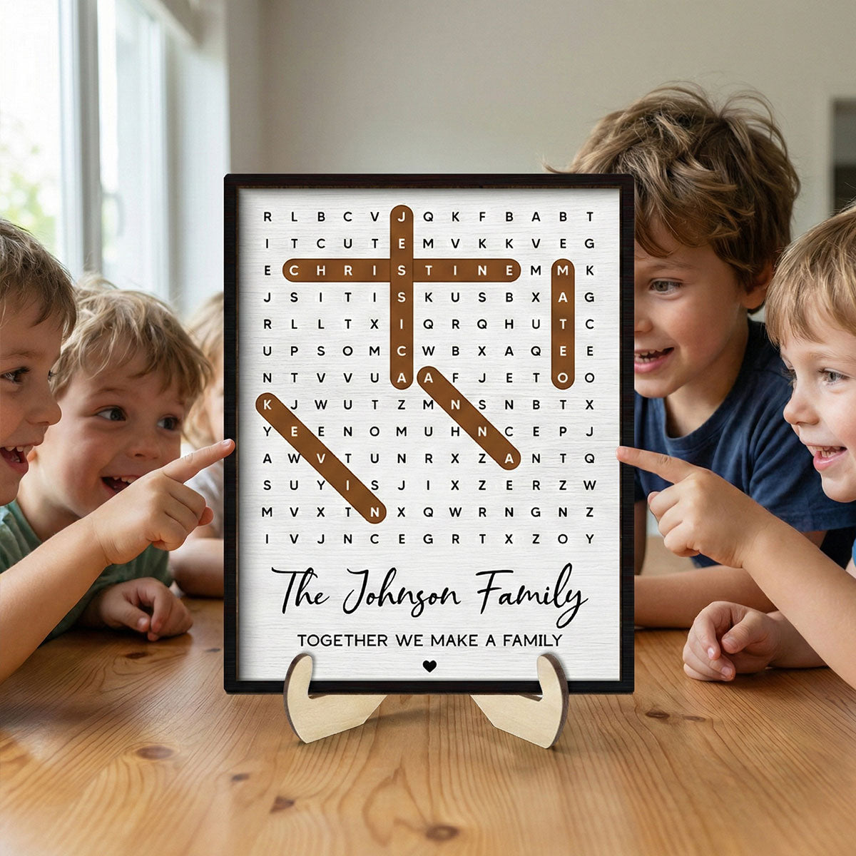 Family Name Word Search Puzzle Created In A Moment, Treasured Forever - Personalized 2-Layered Wooden Plaque